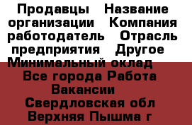 Продавцы › Название организации ­ Компания-работодатель › Отрасль предприятия ­ Другое › Минимальный оклад ­ 1 - Все города Работа » Вакансии   . Свердловская обл.,Верхняя Пышма г.